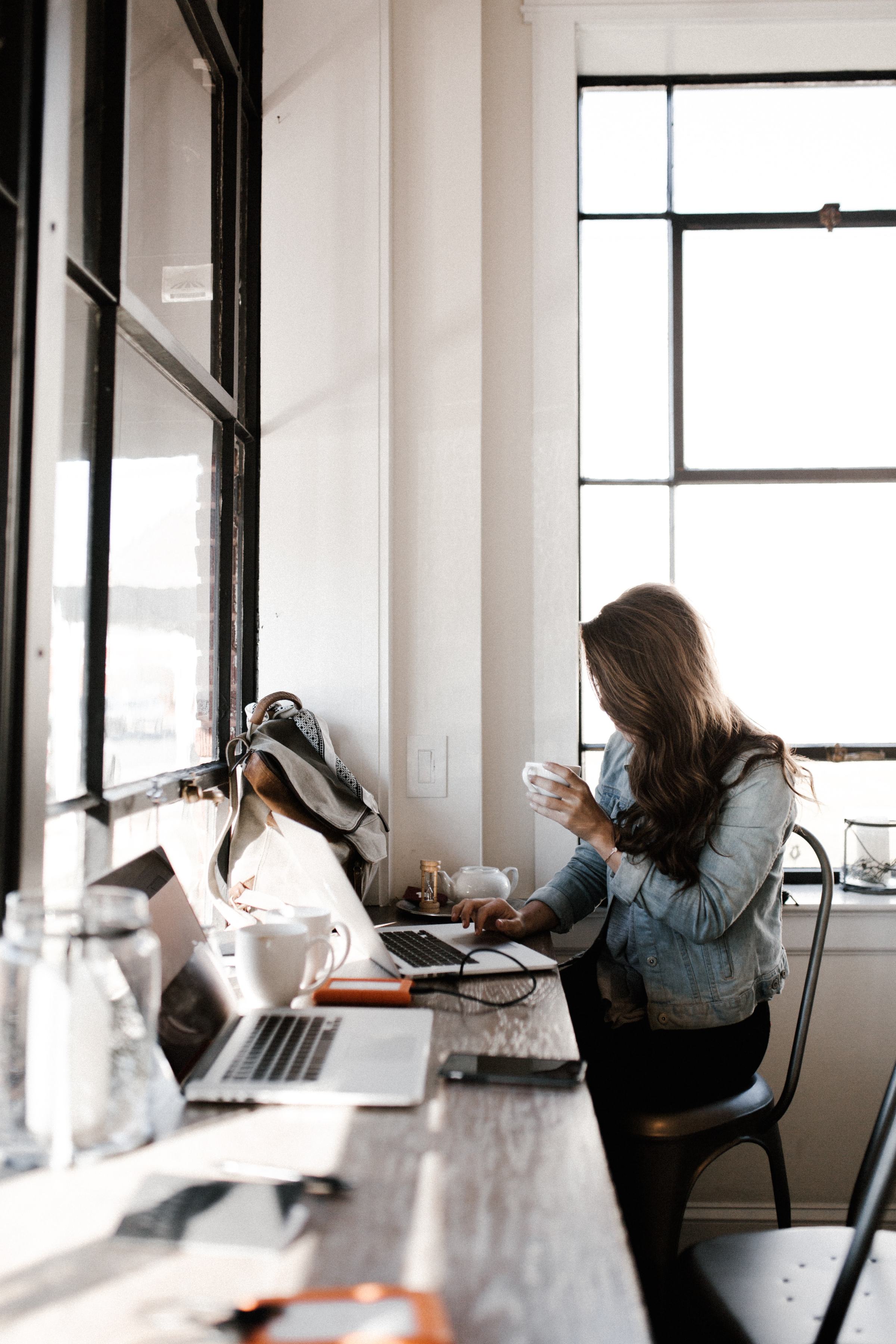 Working over a coffee by the window