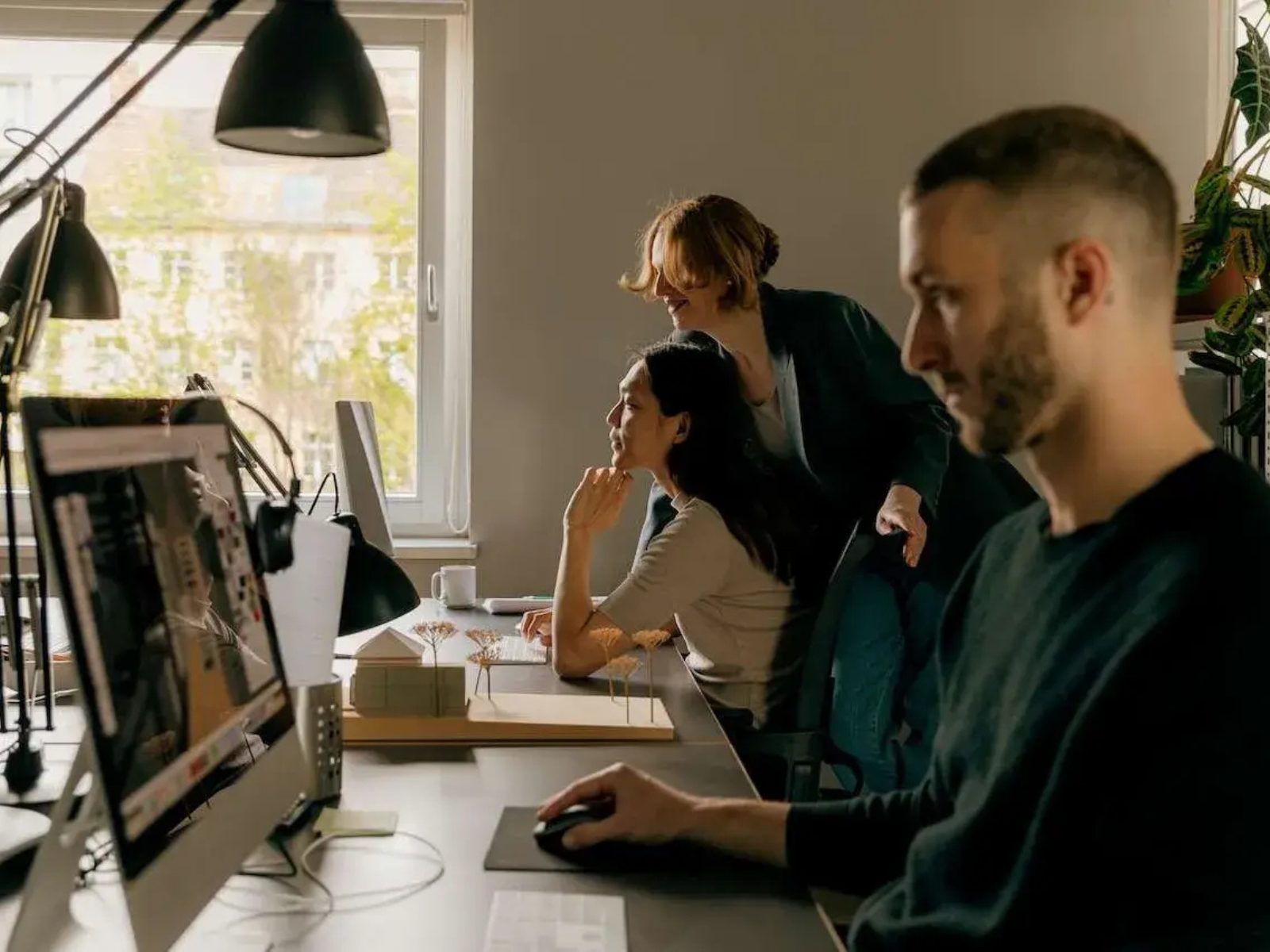 A team at work together in the studio