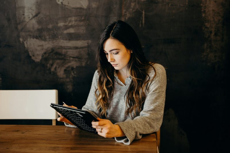 Working through a document on a tablet